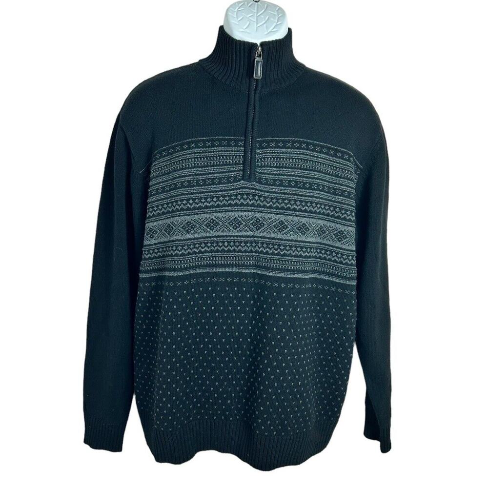 Men's Oscar De La Renta Nordic 1/4 Zip Pullover Sweater Sz L High Neck